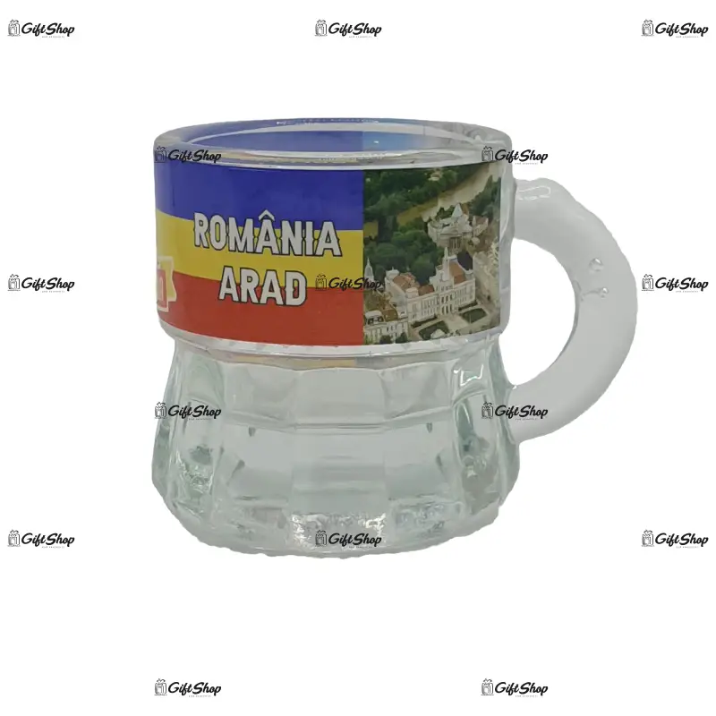 Arad romania, set 6 pahare pentru lichior/snaps realizat din sticla